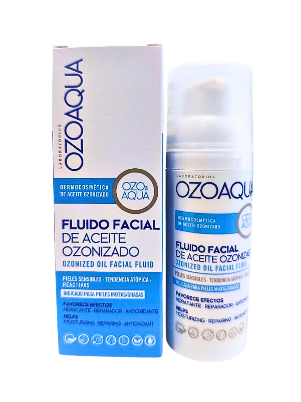 Fluido Facial de Aceite OZONIZADO Piel Sensible Ozoaqua 50 ml