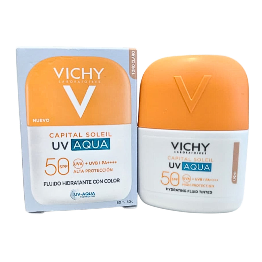 Protector Solar CAPITAL SOLEIL UV Aqua Fluido Tono Claro SPF 50+ Vichy 50 ml