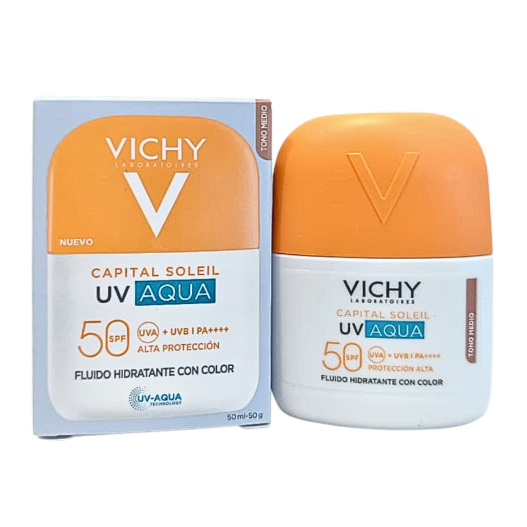 Protector Solar CAPITAL SOLEIL UV Aqua Fluido Tono Medio SPF 50+ Vichy 50 ml