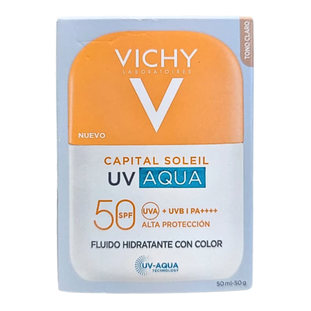 Protector Solar CAPITAL SOLEIL UV Aqua Fluido Tono Claro SPF 50+ Vichy 50 ml