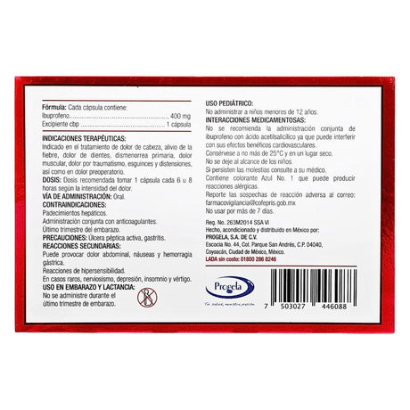 Ibuprofeno 400 mg GELUBRIN 30 Cápsulas Progela